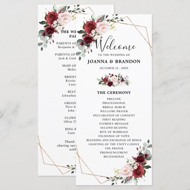 Wedding reception ceremony program | Honestweddingadvice.com