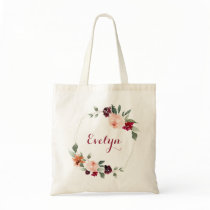Burgundy Blush Floral Greenery Geometric Tote Bag Burgundy Blush Floral Greenery Geometric Tote Bag