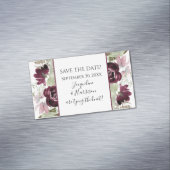 Burgundy Blush Floral Leaves Elegant Save the Date Business Card Magnet (In Situ)