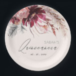 Burgundy Blush Floral Pampas Grass Quinceanera Paper Plates<br><div class="desc">If you need any further customisation please feel free to message me on yellowfebstudio@gmail.com.</div>