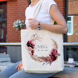 Burgundy Blush Floral Pampas Grass Wedding Tote Bag<br><div class="desc">If you need any further customization please feel free to message me on yellowfebstudio@gmail.com.</div>