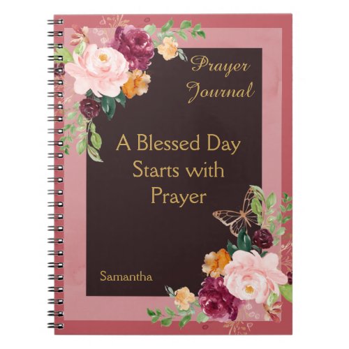Burgundy Blush Floral Personalized Prayer Journal