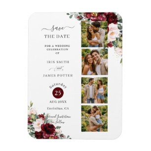Burgundy Blush Floral Photo Booth Wedding Magnet