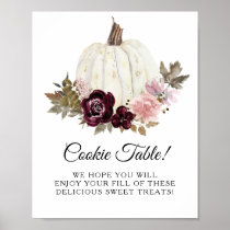 Burgundy Blush Floral Pumpkin Cookie Table Sign