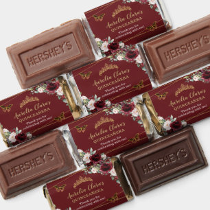 Burgundy Blush Floral Quinceañera Tiara Butterfly  Hershey's Miniatures