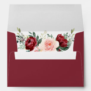Burgundy Blush Floral Return Address 5x7 Envelope
