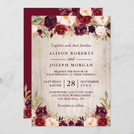 Fancy Getting Married Later Blush /& Burgundy Wedding Card with any Text\u2022Floral Card