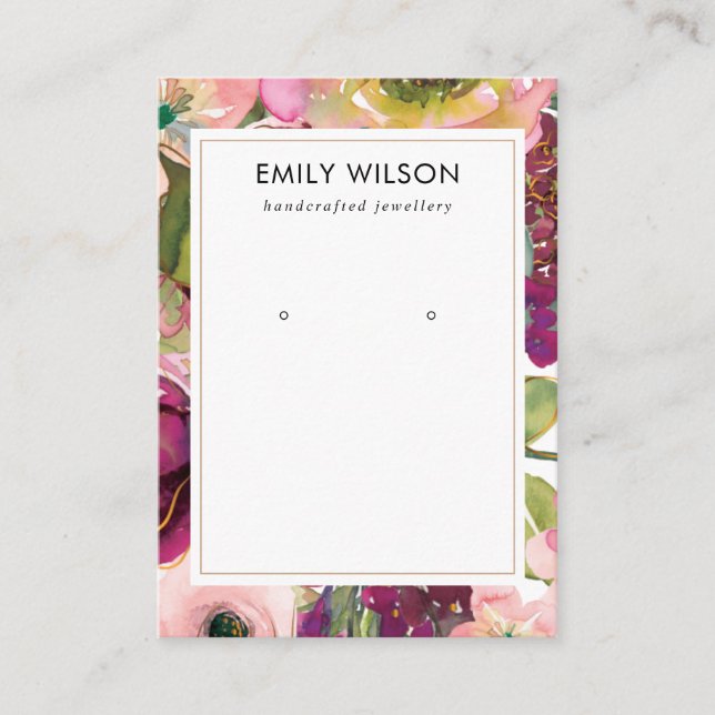 BURGUNDY BLUSH FLORAL STUD EARRING DISPLAY CARD (Front)
