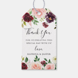 Burgundy Blush Floral Thank you Gift Tags