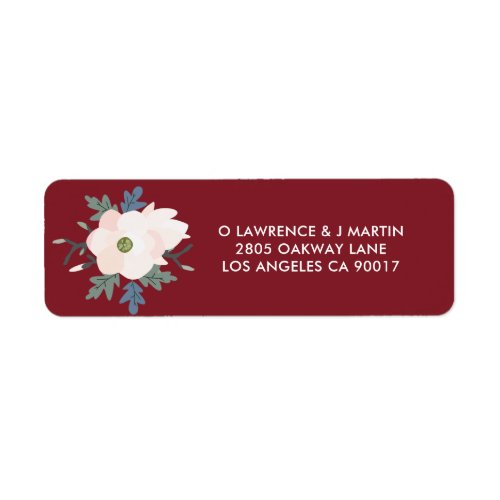 Burgundy Blush Floral Wedding Address Label