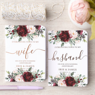 Burgundy Blush Floral Wedding Husband & Wife Real Foil Vow Books