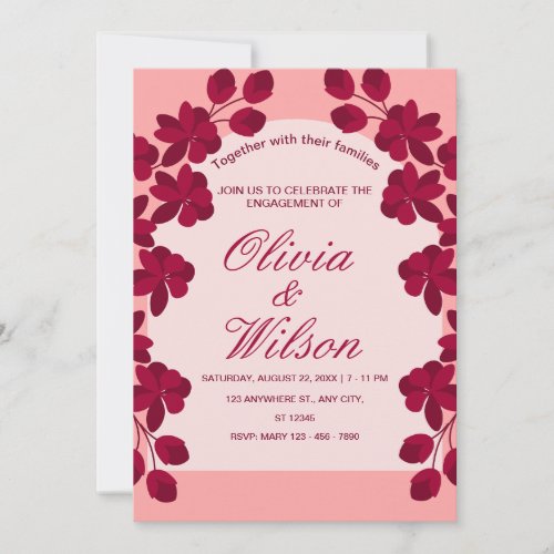 Burgundy Blush Floral Wedding  Invitation