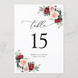 10-30 TABLE NUMBERS A6 cards rustic wedding decor wild flower wreath greenery 