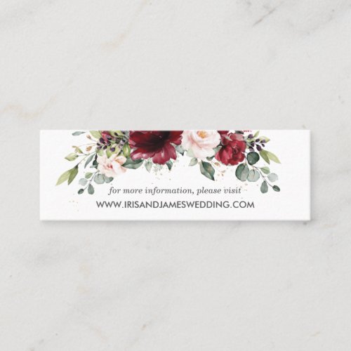 Burgundy Blush Floral Wedding Website Card Mini