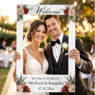 Burgundy & Blush Floral Wedding Welcome Selfie Frame