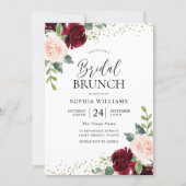 Burgundy & Blush Flowers Bridal Shower Brunch  Invitation (Front)