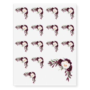 burgundy blush flowers temporary tattoos
