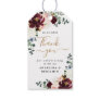 Burgundy Blush Gold Floral Thank You Favor Wedding Gift Tags