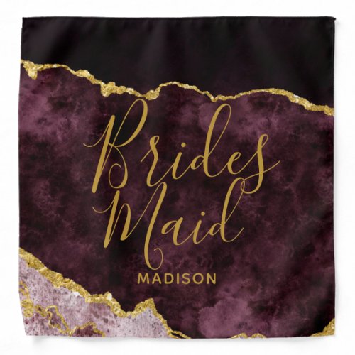 Burgundy Blush Gold Foil Agate Marble Bridesmaid Bandana