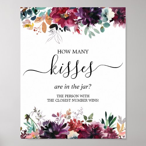 Burgundy Blush How Many Kisses Are In The Jar Poster