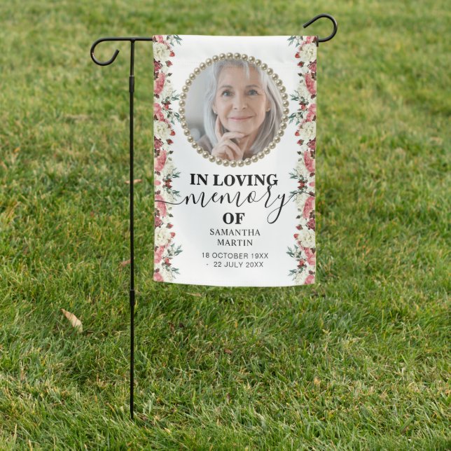 Burgundy Blush Memorial Garden Flag (In SItu)