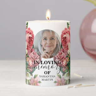 Burgundy Blush Memorial Remembrance Pillar Candle
