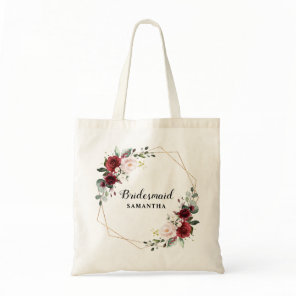 Burgundy Blush Modern Geometric Bridesmaid gift Tote Bag