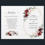 Burgundy Blush Modern Geometric Wedding Program<br><div class="desc">Elegant and modern romantic geometric watercolor floral wedding program features a bouquet of burgundy / marsala , blush pink, Purple, peach watercolor roses with matching foliage. Perfect for a fall / midsummer wedding. Please find more matching designs and variations from my "blissweddingpaperie" store. And feel free to contact me for...</div>