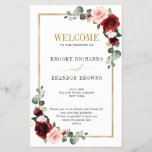 Burgundy Blush Modern Geometric Wedding Program<br><div class="desc">Elegant and modern romantic geometric watercolor floral folded wedding program card features a bouquet of burgundy / marsala , blush pink, Purple, peach watercolor roses with matching foliage. Perfect for a fall / midsummer wedding. Please find more matching designs and variations from my "blissweddingpaperie" store. And feel free to contact...</div>