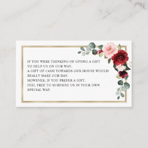 Burgundy Blush Modern Geometric Wishing well Enclosure Card