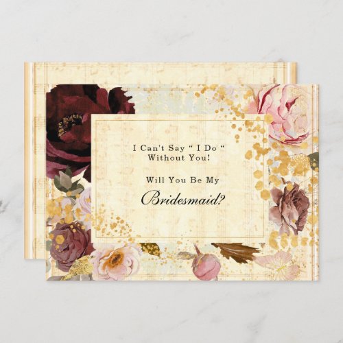 Burgundy Blush Musical Will You Be My Bridesmaid Invitation