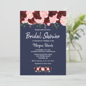 Burgundy Blush Navy Blue Bridal Shower Invitation (Standing Front)