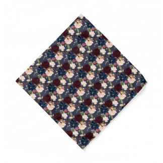 Burgundy Blush Navy Watercolor Flowers DIY bckgrnd Bandana