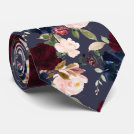 Burgundy Blush Navy Watercolor Flowers DIY bckgrnd Neck Tie Burgundy Blush Navy Watercolor Flowers DIY bckgrnd Neck Tie