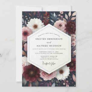 Burgundy Blush Nocturne Wedding Invitation