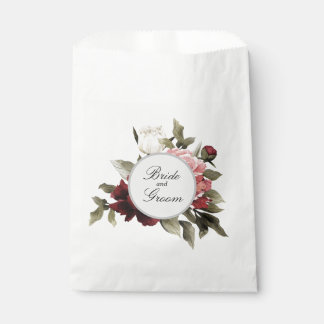 Burgundy & Blush Peony Bouquet Favor Bag 