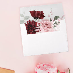 Burgundy &amp; Blush Pink 6 Floral Envelope