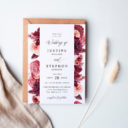 Burgundy & Blush Pink 8B Wedding 2 Invitation
