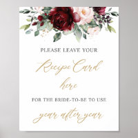 Burgundy Blush Pink Floral Bridal Bring a Recipe
