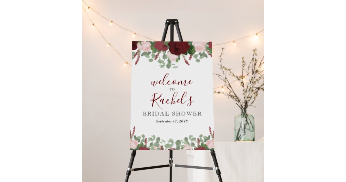 Custom Printable Easel Welcome Sign Blush Bridal Shower Decorations Blush,  Ivory and Green Bridal Shower Decor Custom Welcome Poster 