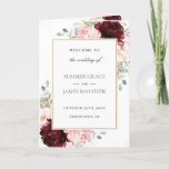 Burgundy Blush Pink Floral Gold Wedding Program<br><div class="desc">Personalize this elegant timeless wedding program with your own wording easily and quickly,  simply press the customise it button to further re-arrange and format the style and placement of the text.  Double sided. The Happy Cat Studio</div>