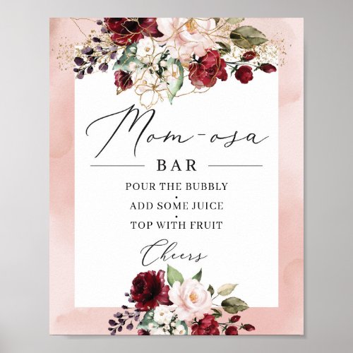 Burgundy blush pink floral mom_osa bar sign boho