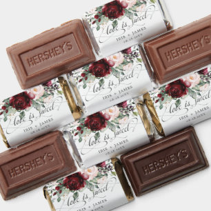 Burgundy Blush Pink Floral Wedding Love is Sweet  Hershey's Miniatures