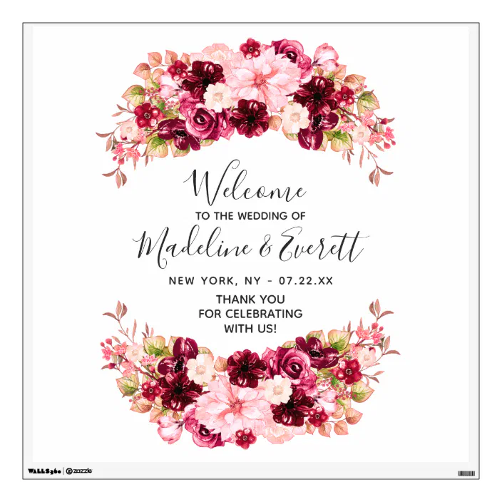 Wedding Welcome Sign Blush Pink Wreath 