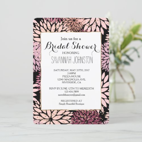Burgundy Blush Pink Flowers bridal shower Invitation