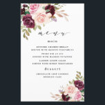 Burgundy Blush Pink Gold Floral Wedding Menu Cards<br><div class="desc">Design features elegant watercolor swag wreaths in shades of burgundy red, Marsala, light blush pink, peach, and more over greenery elements of eucalyptus and vintage gold leaves. You can move, add, delete text under the customize further tools if you would prefer to make your own text template with this graphic...</div>
