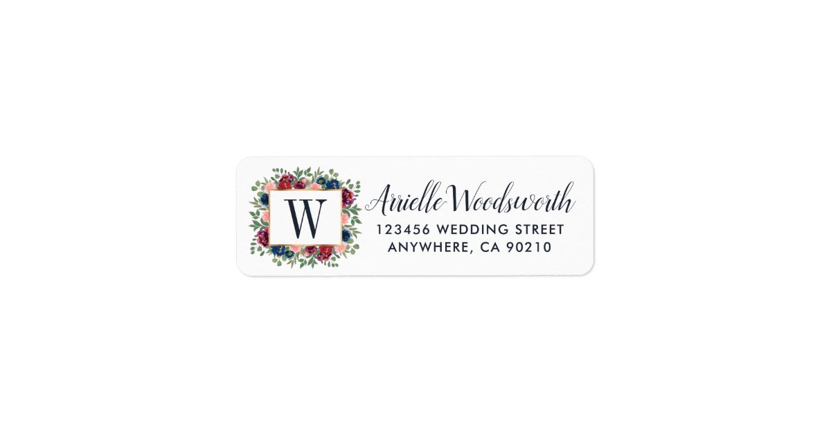 Burgundy Blush Pink Navy Blue Marsala Gold Wedding Label | Zazzle