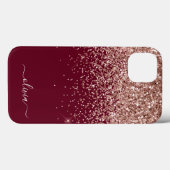 Burgundy Blush Pink Rose Gold Glitter Monogram Cas Case-Mate iPhone Case (Back (Horizontal))