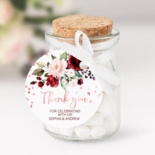 Burgundy & Blush Pink Rose Gold Wedding Favor Tags