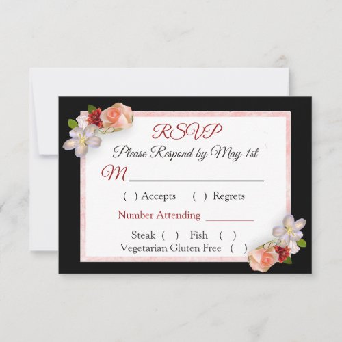 Burgundy Blush Pink Rose Gold Wedding RSVP card